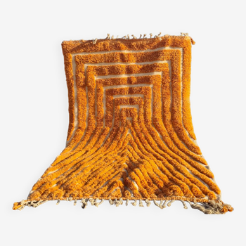 Modern peach orange blessed ouarain Berber rug