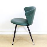 Ensemble de fauteuils club espagnols en fer et skaï vert, années 1960