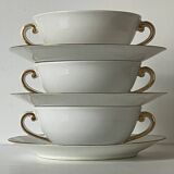 3 broth cups, Limoges porcelain - A. VIGNAUD