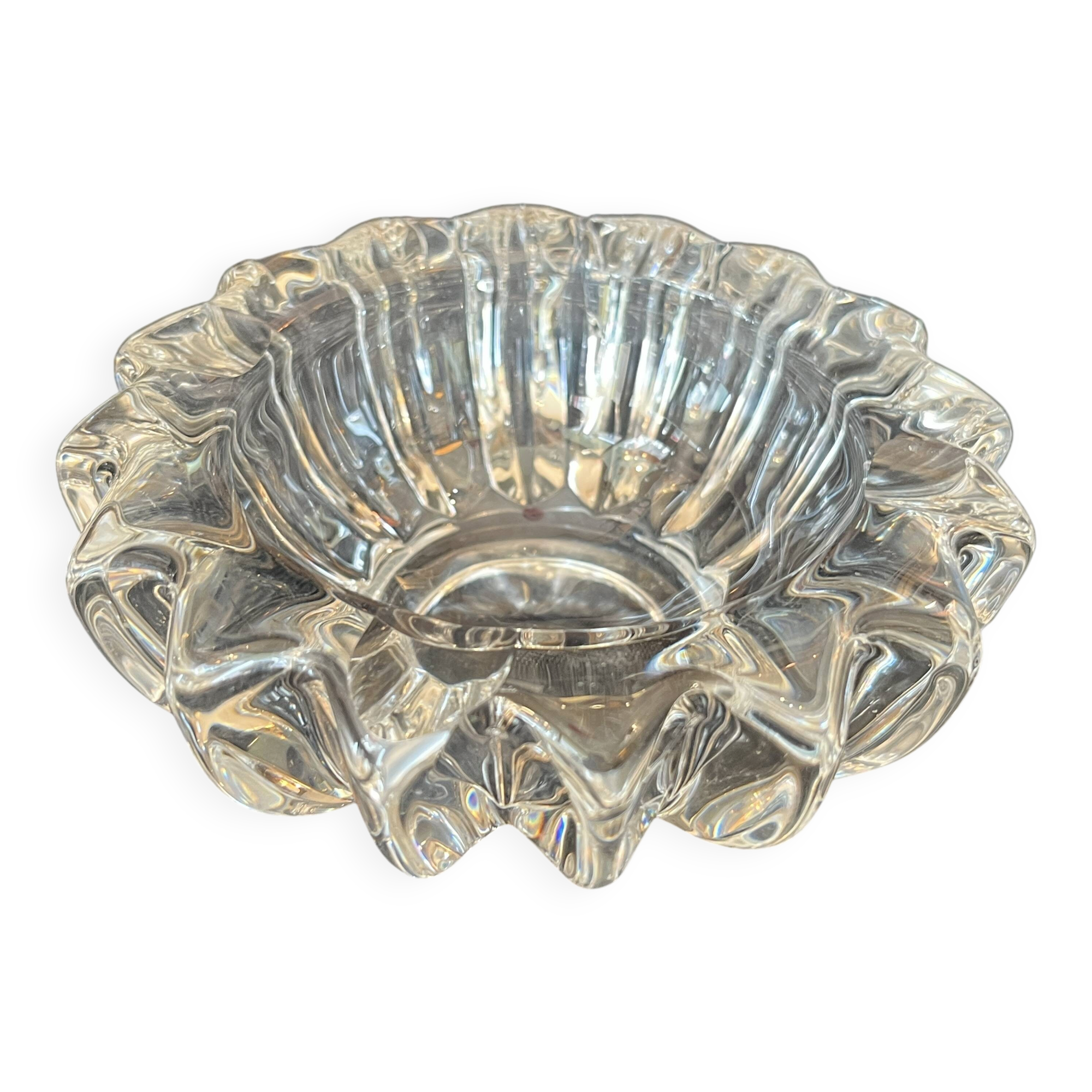 Art Deco molded glass ashtray by Pierre D'Avesn - Art Deco pocket emptier