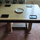 Table à manger Art Déco à rallonge verni 2 tons