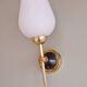 Paire d'appliques opaline et laiton 1950