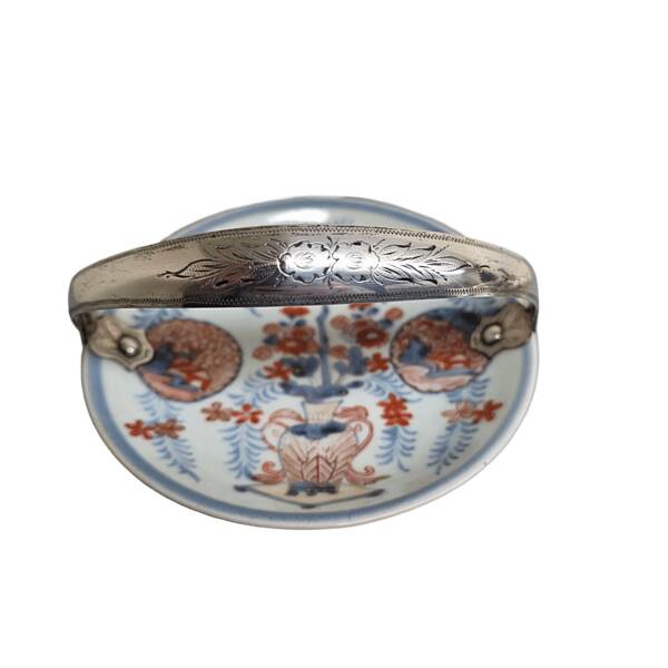 Antique Japanese Dish With Silver Handle, 18th and 19th century