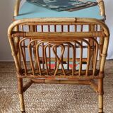 Vintage bamboo rattan serving trolley
