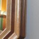 Vintage octagonal mirror in moulded oak – Belgium, circa 1970/1980