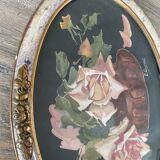 Painting roses oval frame