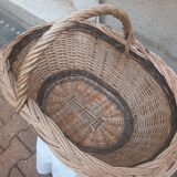 Oval basket woven wicker and hazel