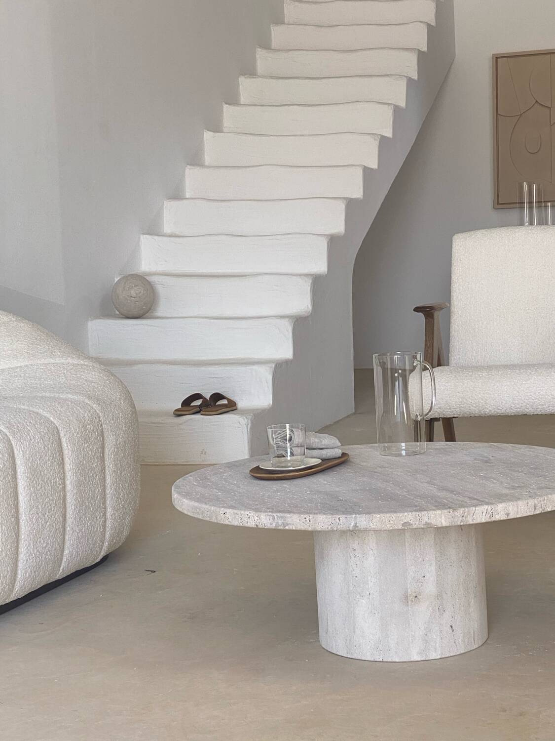 Omega Circular Coffee Table - Natural Travertine