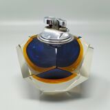 1960s Stunning Blue Table Lighter in Murano Sommerso Glass By Flavio Poli f
