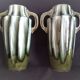 Pair of Art Deco vases in glazed earthenware with white drips on a green background