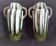 Pair of Art Deco vases in glazed earthenware with white drips on a green background