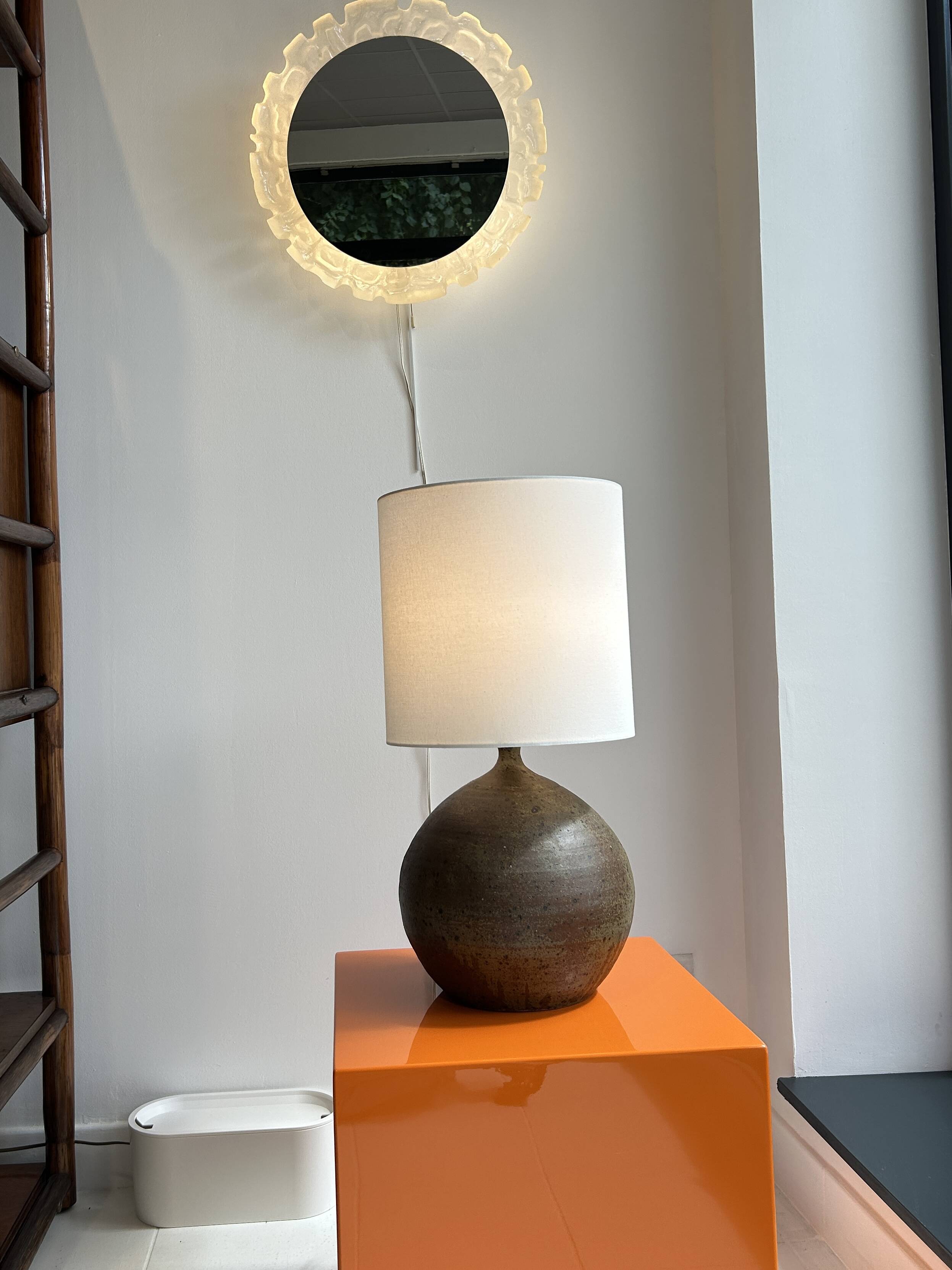 Guy Baudat stoneware ball lamp