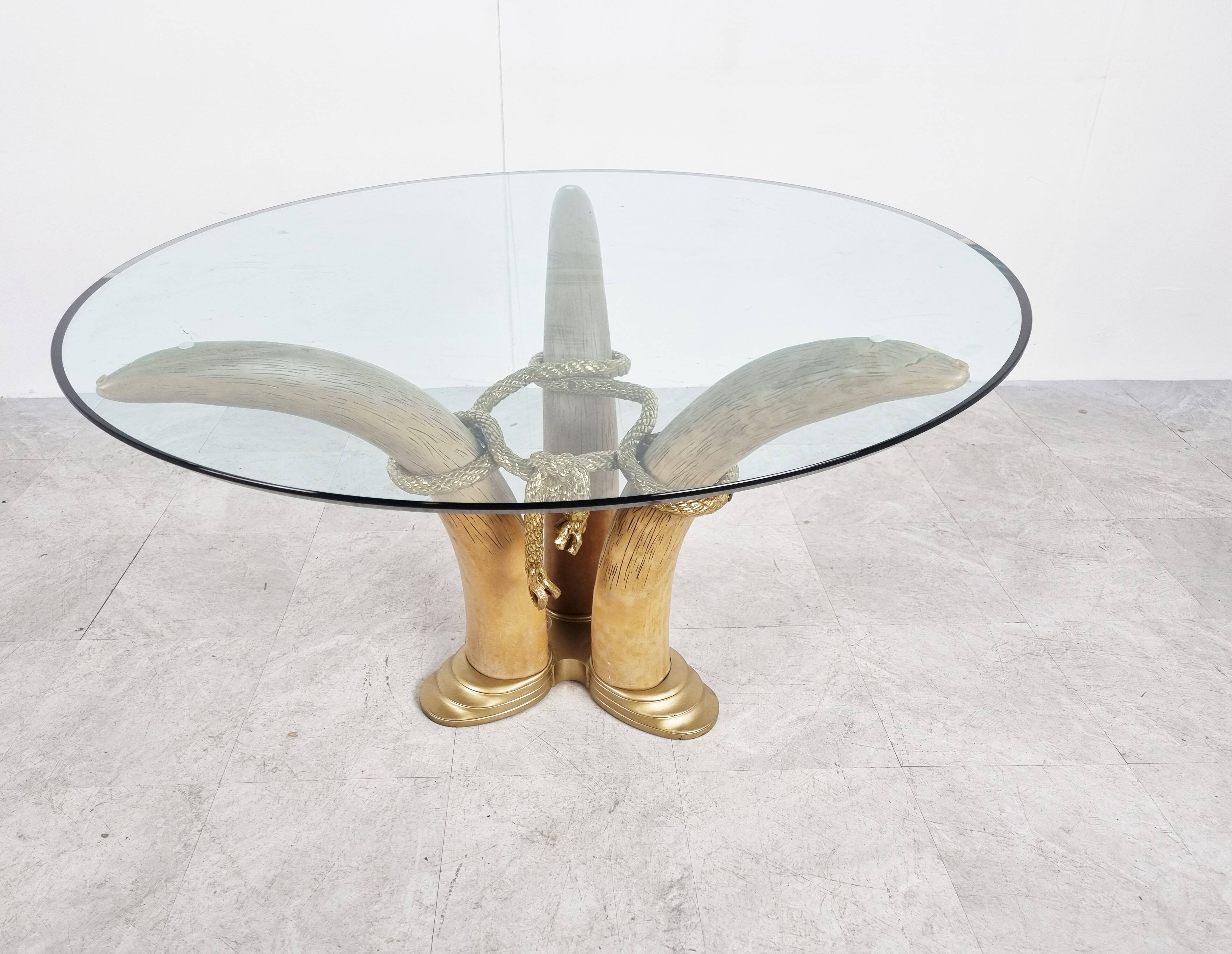 Vintage faux tusk center table or side table, 1970s