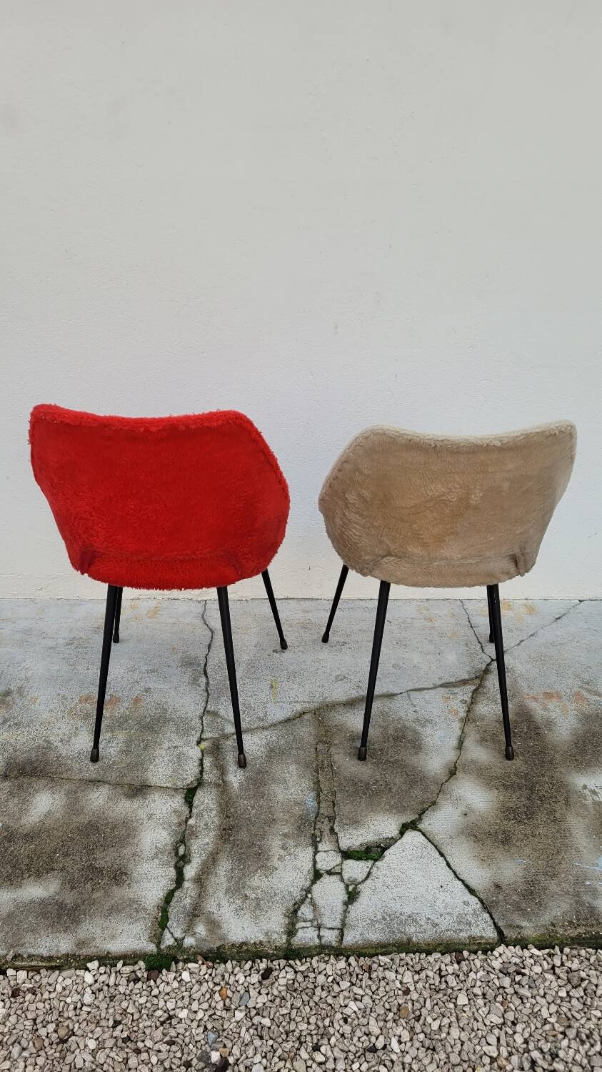 Pair of vintage "Moumoute" chairs -1950s