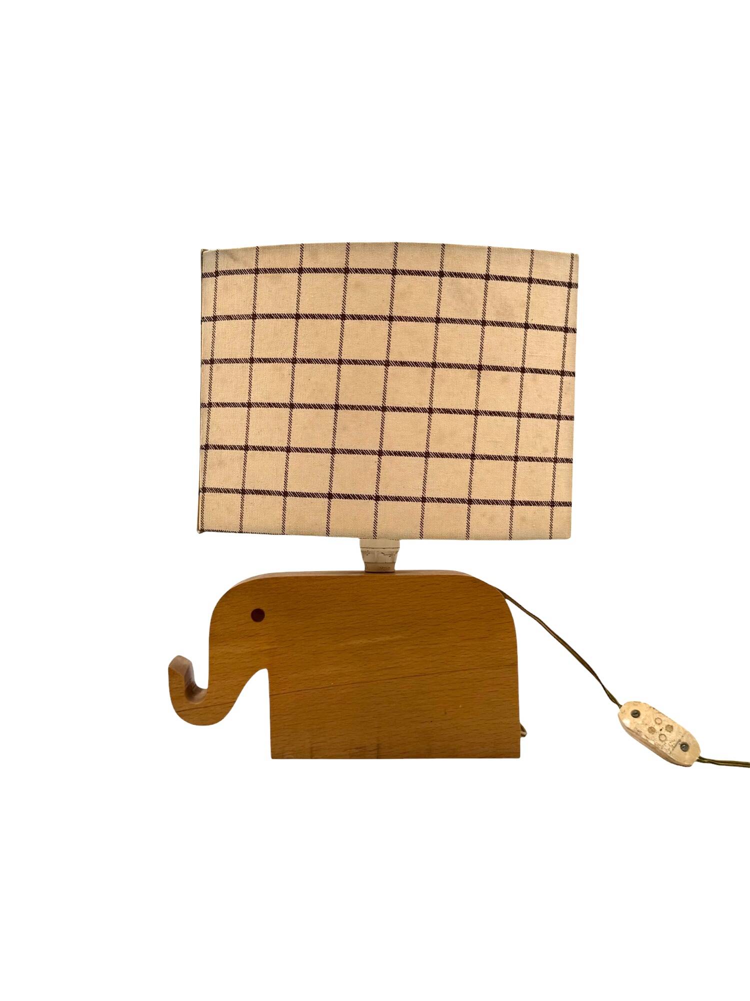 Mid century Modern wood elephant table lamp, Italy circa 1960s