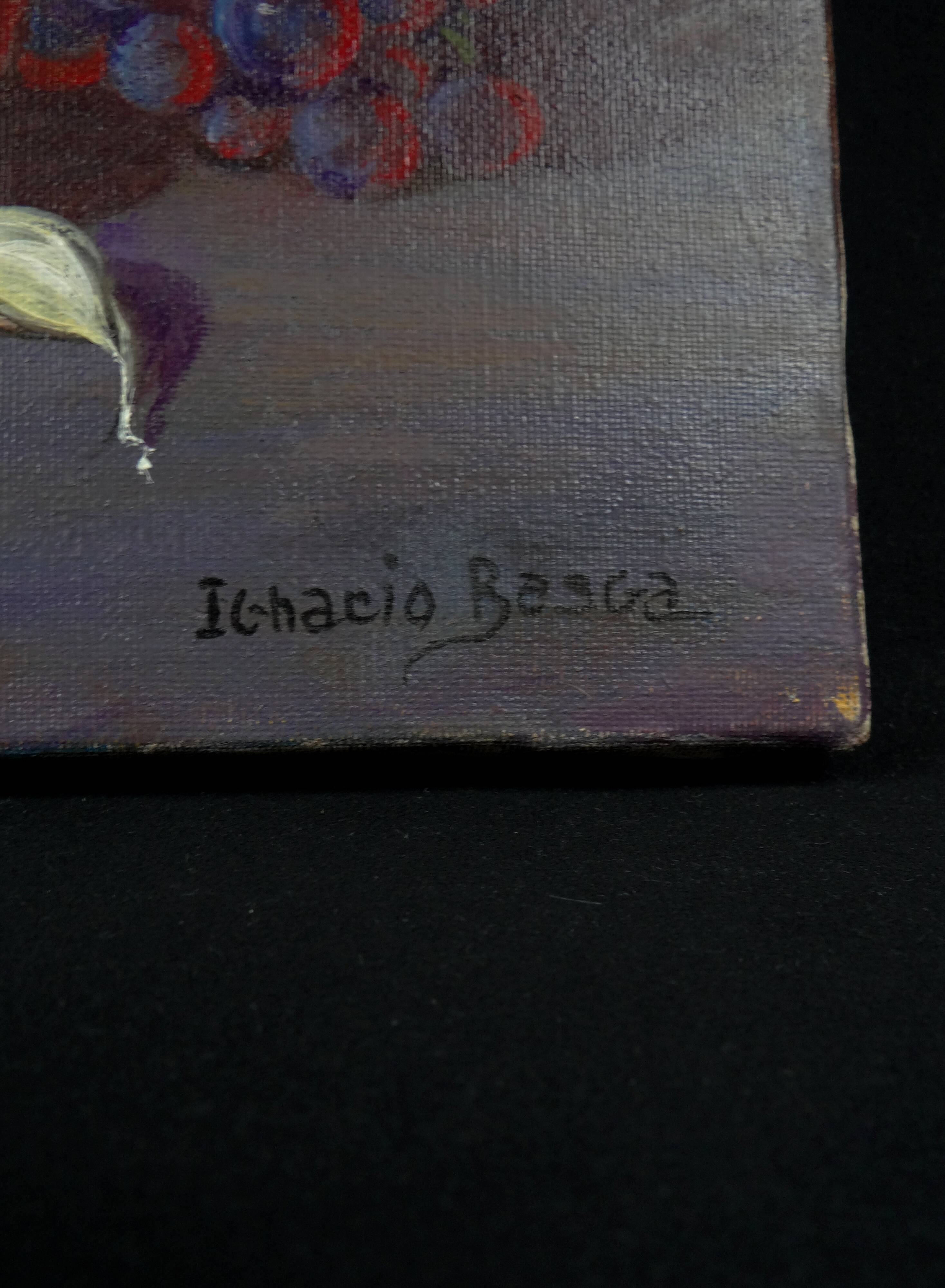 'Cestas de Frutas' (Basket of fruit) Oil on canvas signed Ignacio Besga