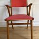 Vintage armchair from the 50s/60s – wood & red faux leather – Scandinavian style