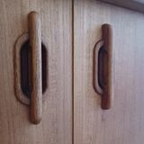 Scandinavian teak row 50s-60s, French manufacture signed Eros