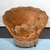 Set of two round velvet armchairs from 50s