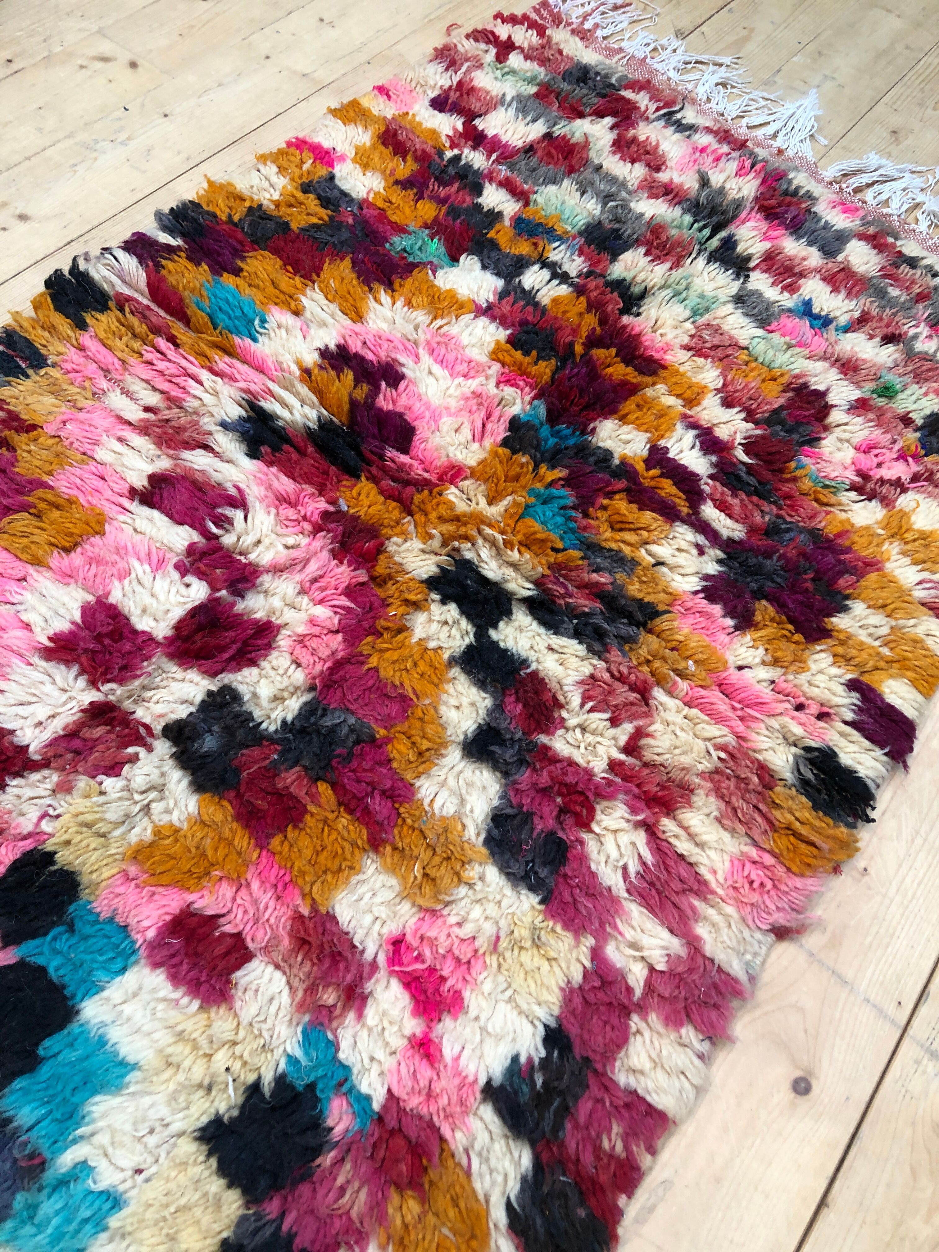 Moroccan Berber carpet Boujaad colorful 1.36x0.9m