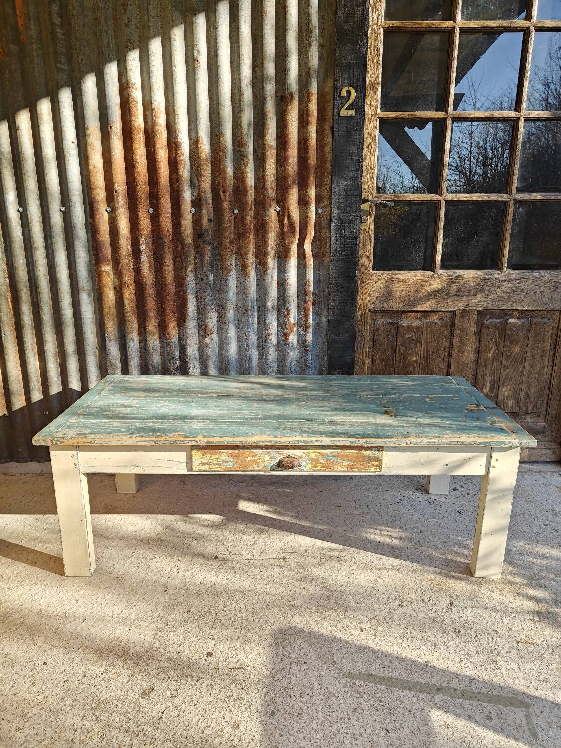 Patinated country coffee table