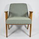 Armchair 366, designer J. Chierowski, 1960s, green fabric, teak