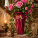 Superb Art Nouveau vase, glazed ceramic in blood red/green.