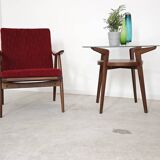 Pair of burgundy boomerang armchairs Antonin Suman Ton Bystrice (Thonet)
