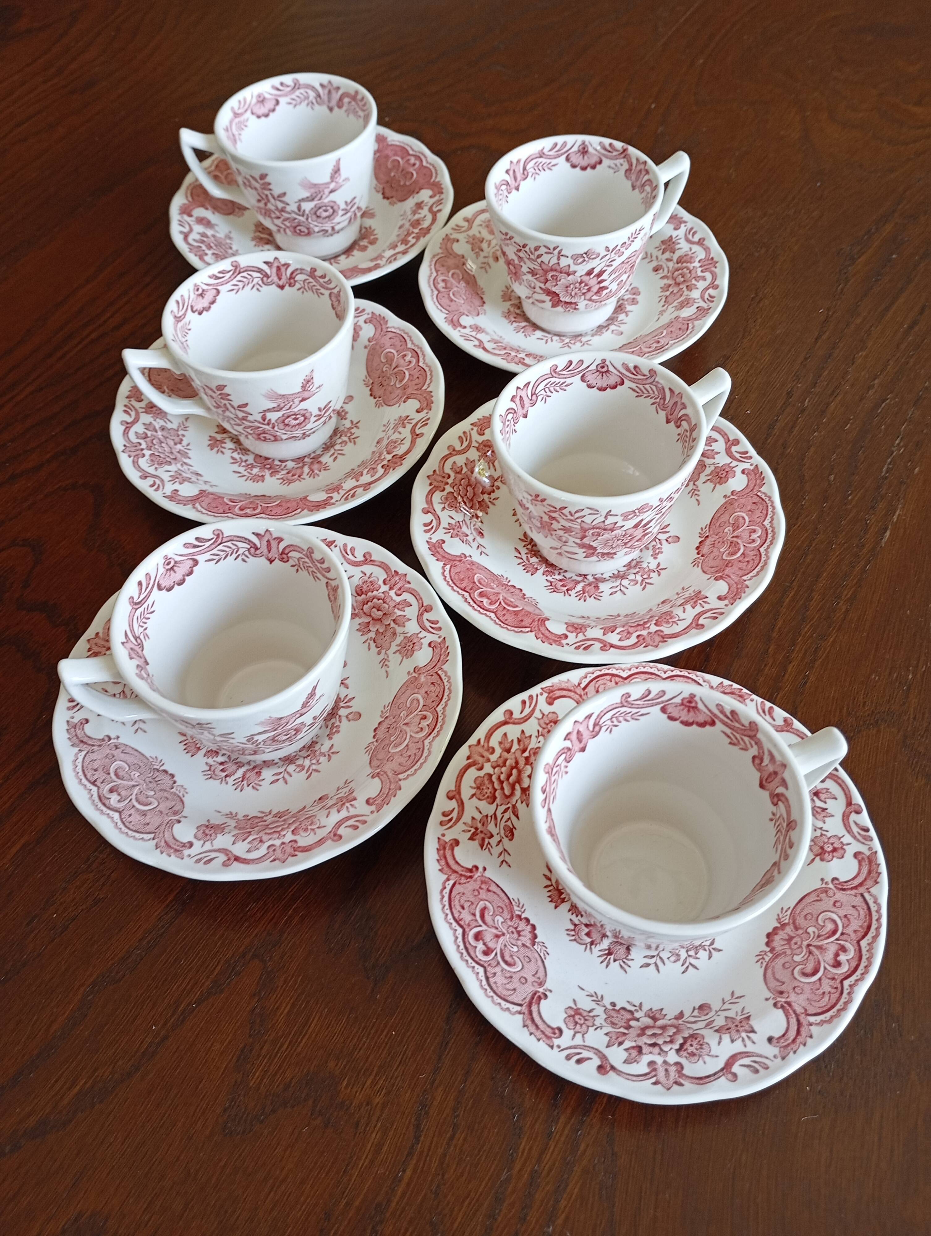 English mocha cups "Windsor" pink Ridgway (Staffordshire)