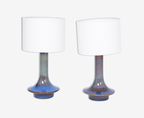 Paire de lampes de table modernes blue danoises du milieu du siècle modèle 1068 par Soholm