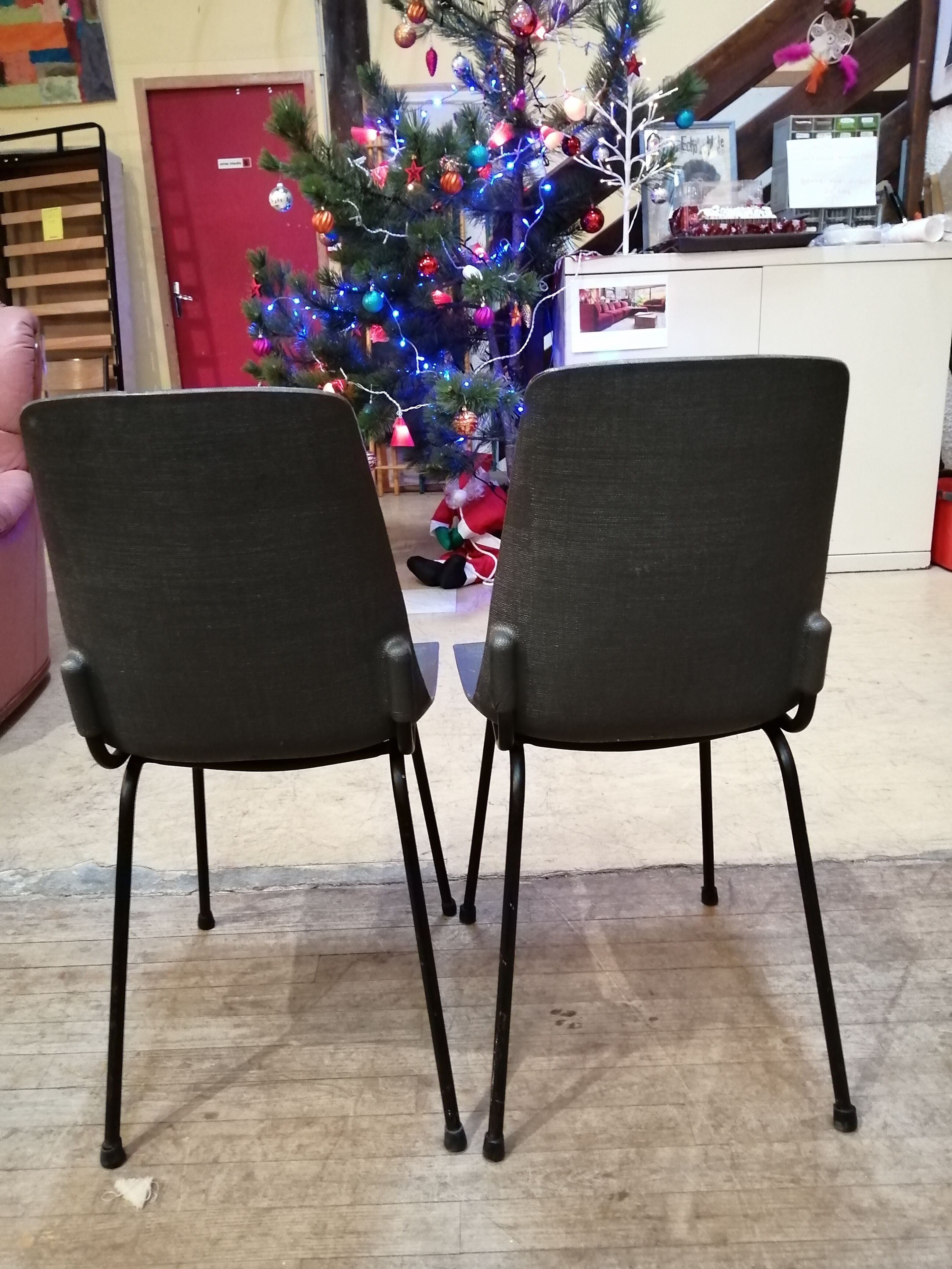 Duo chairs fantasia grises - vintage 1960