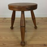 Tabouret tripode chêne massif art déco