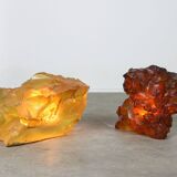 Vintage Italian Orange & Yellow Sculpture Lamps, 70s, set of 2