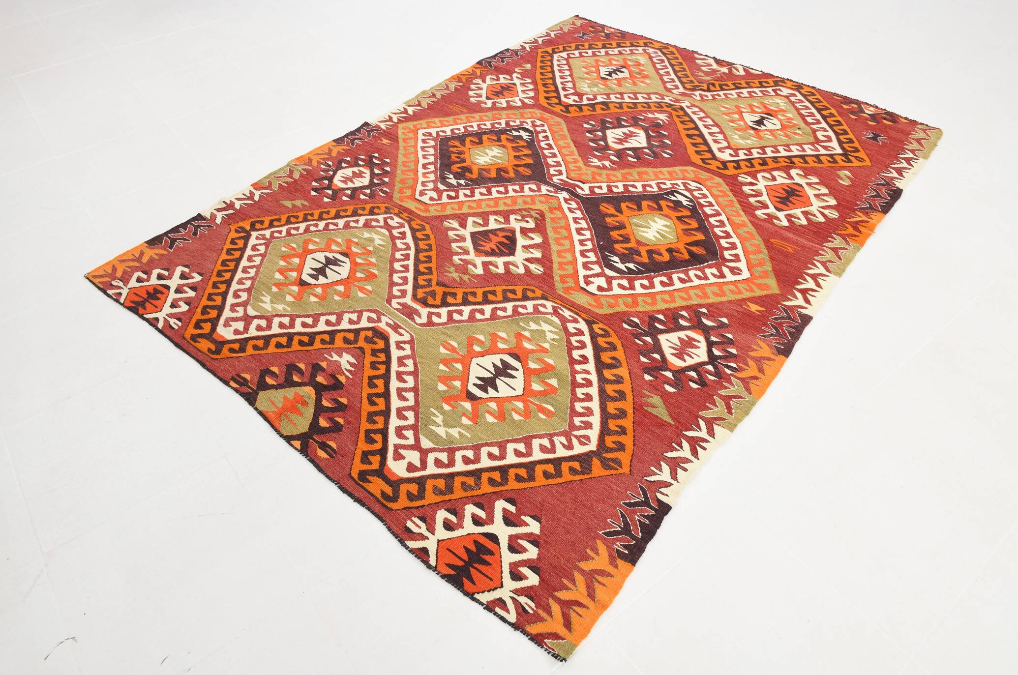 170x238Cm Anatolian Kilim Rug, 6x8 Handmade Wool Rug