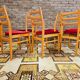 Set de 6 chaises tissu rouge 1960