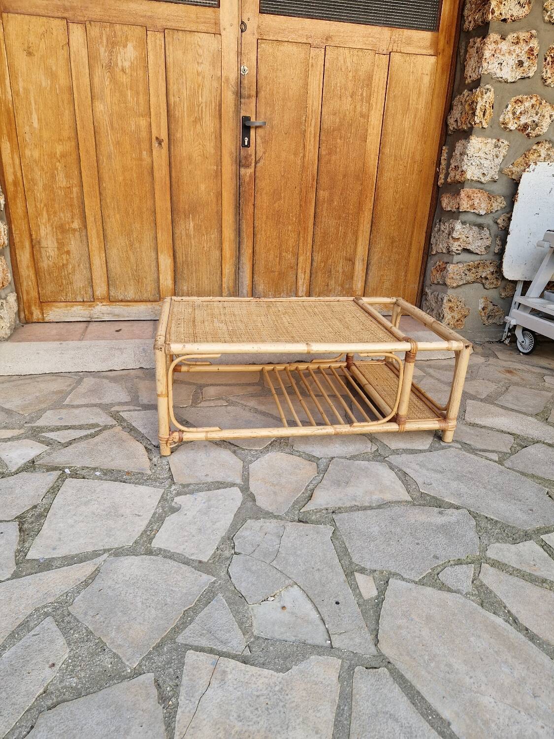 Vintage rattan coffee table