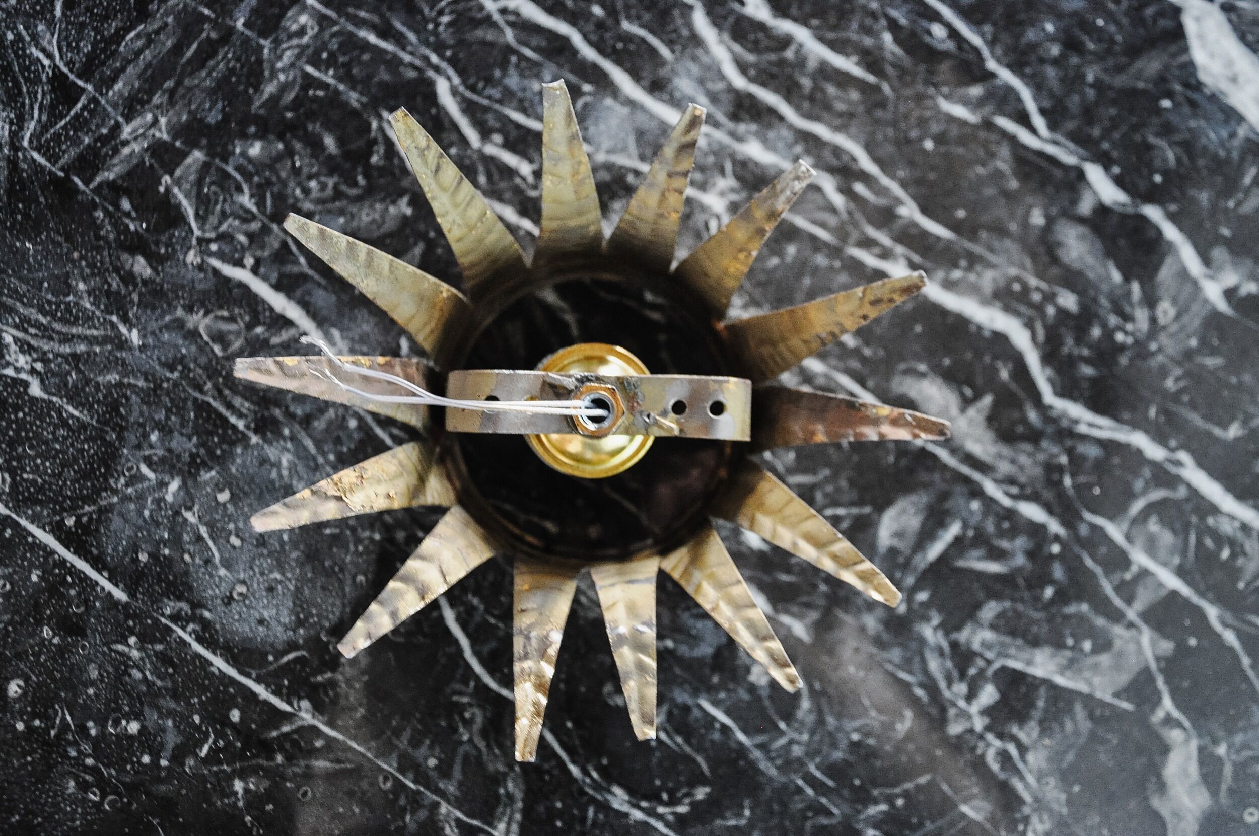 Sun wall lamp by ferro arte, metal and gold leaf, spain, 1960