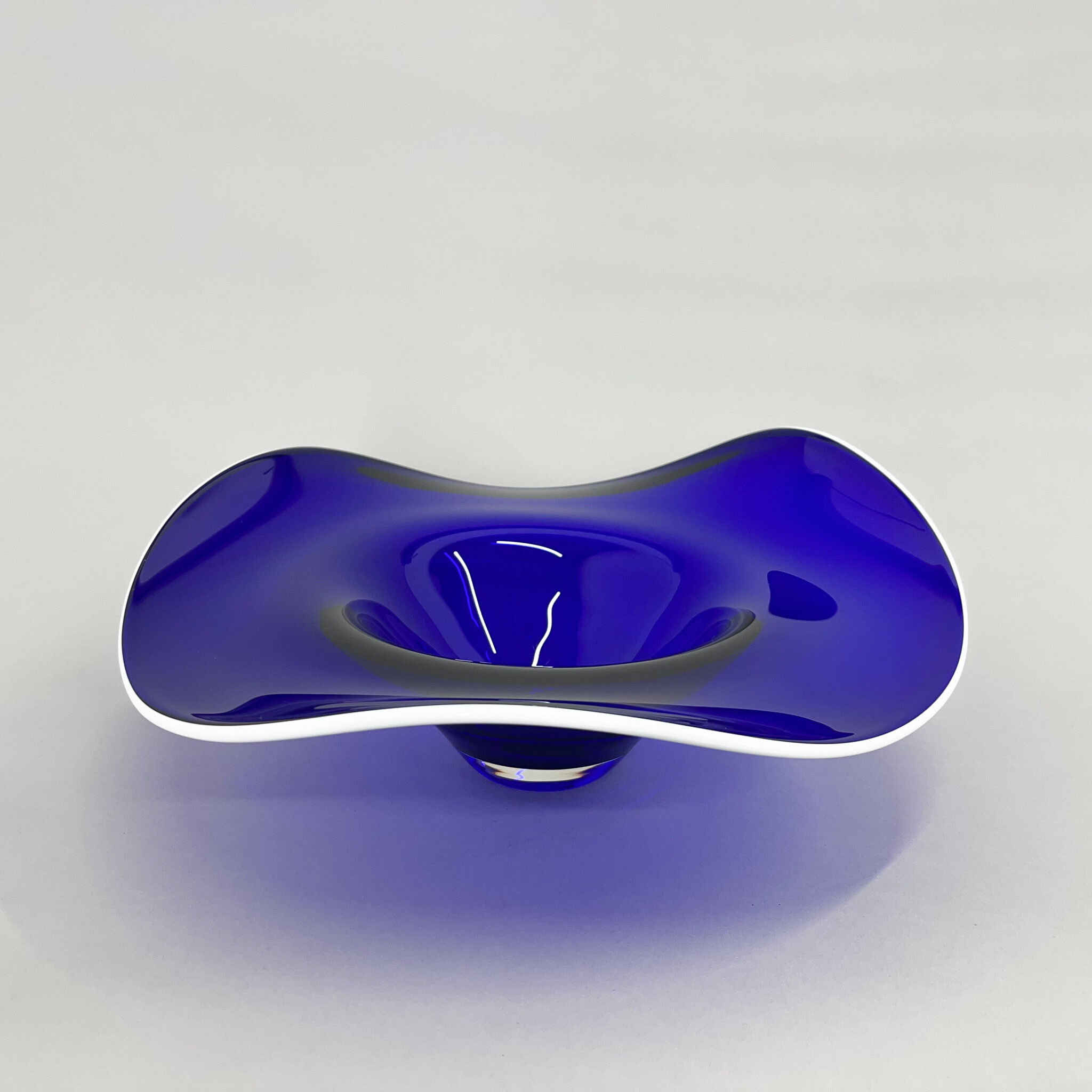 Mid-century Blue Glass Bowl, Czechoslovakia