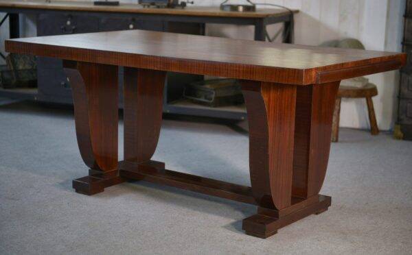 Art Deco mahogany veneer table in the style of Jules Leleu, 1930s