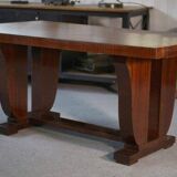 Art Deco mahogany veneer table in the style of Jules Leleu, 1930s