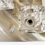 Brushed metal ceiling light and glass globes, 5 halogen candles