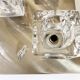 Brushed metal ceiling light and glass globes, 5 halogen candles