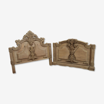 Set of wall panels headboard in carved wood, unique piece