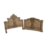 Set of wall panels headboard in carved wood, unique piece