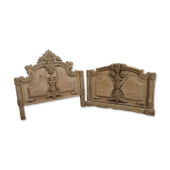 Set of wall panels headboard in carved wood, unique piece