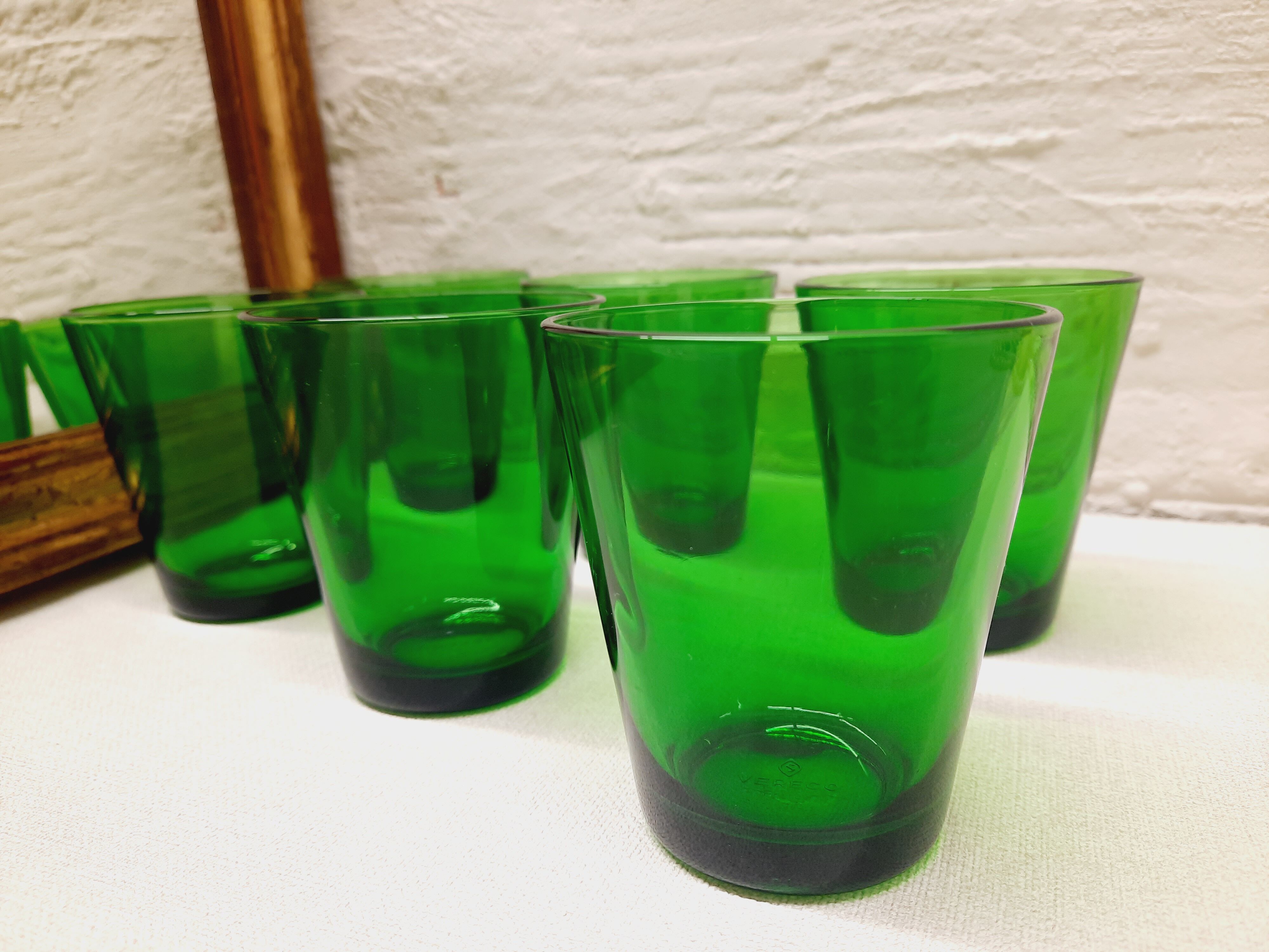 Set 6 green Vereco glasses