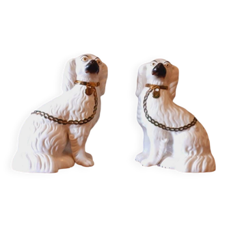Pair Of English Porcelain Staffordshire Dogs Early 20th Century