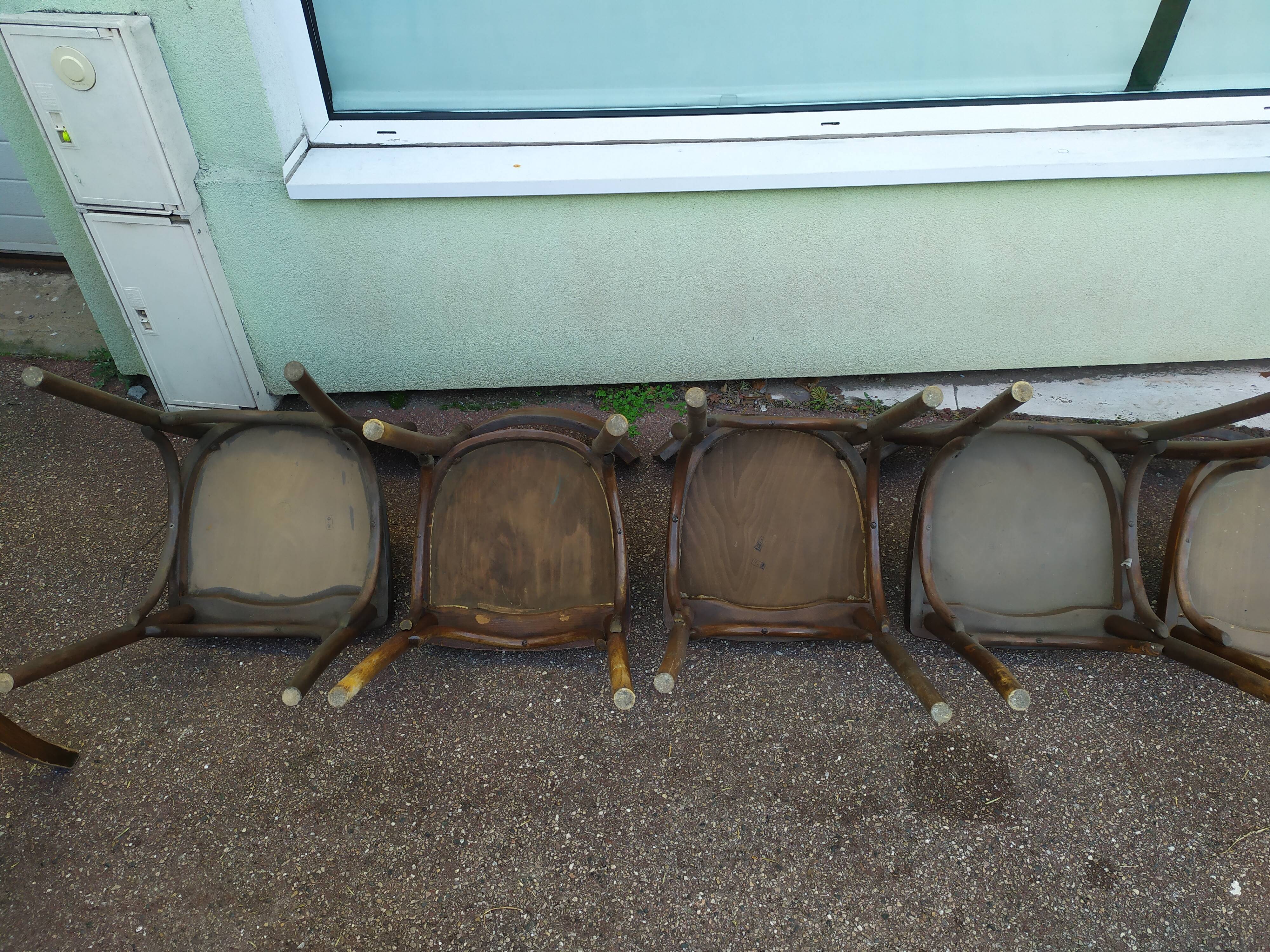 Set of 8 wooden bistrot bar chairs - vintage