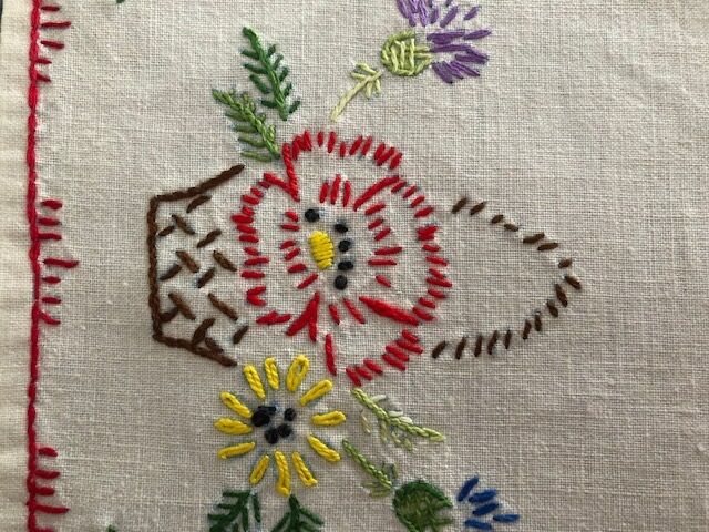 Two hand-embroidered placemats 30x20cm