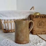 Vintage rustic speckled stoneware milk jug